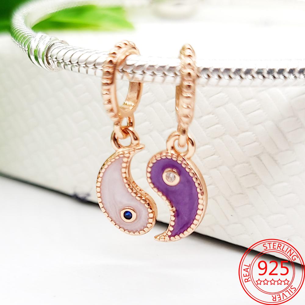 Новый брелок-ключ в виде божьей коровки и сердца, подходит для оригинального модного браслета из стерлингового серебра S925, брелок-подвеска для девочки, подарок