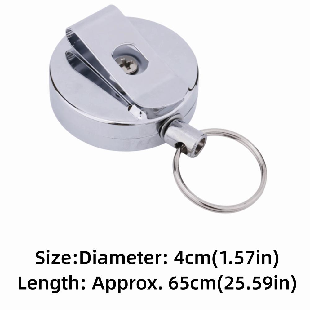 2 Pcs Metal Retractable Pull Chain 65cm Pull Chain Reel Retractable Badge Holder Education Sector