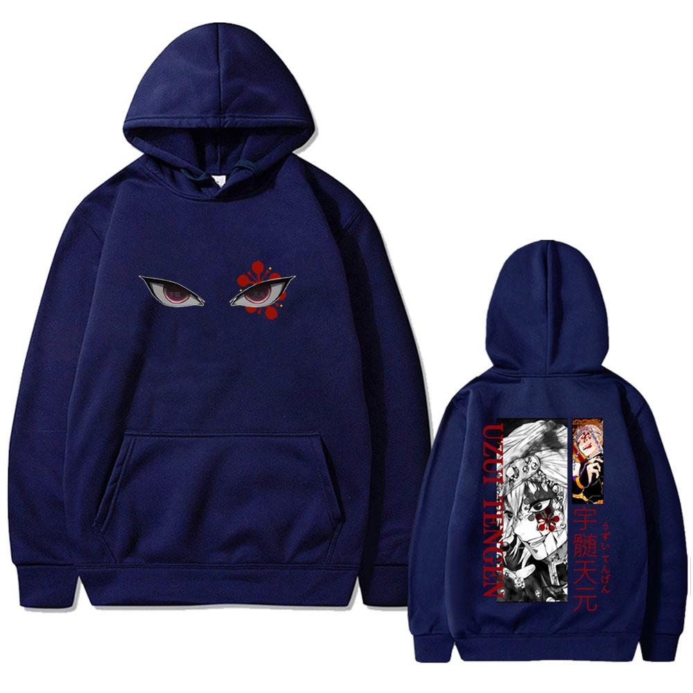 Аниме Клинок, рассекающий демонов Узуй Тенген Глаза Графический принт Худи Мужской Женский Повседневный Оверсайз Пуловер Мужской Винтажный Флисовый Худи