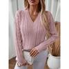 Rose Beauty A V-neck Pullover Women's Knitwear Autumn and Winter New Vintage Twisted Pattern Sweater