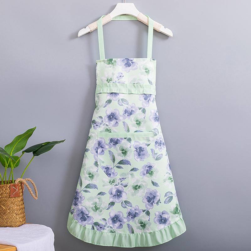 Хлопковый холст с цветочным принтом для женщин, кухонный маслостойкий фартук с карманами и регулируемым поясом, водонепроницаемый фартук без рукавов