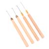 2Pcs Wooden Handle Hook Needle Lace Wig Making Knitting Micro Ring Loop Hair Extension Weaving Crochet Hook Needle Tools