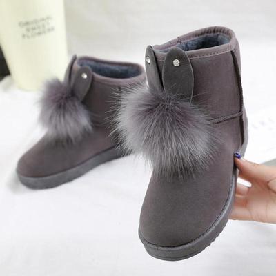 Модные серые замшевые зимние сапоги женские плоские теплые плюшевые зимние водонепроницаемые короткие сапоги женские модные слипоны студенческие на платформе хлопковые сапоги