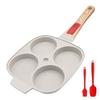 RANXINGST Fried Egg Pan, Gas and Induction Compatible, Removable Handle, 4-Cavity Round Egg Plate, Divided Pan, Non-Stick, Teflon Coated, PFOA and PFO