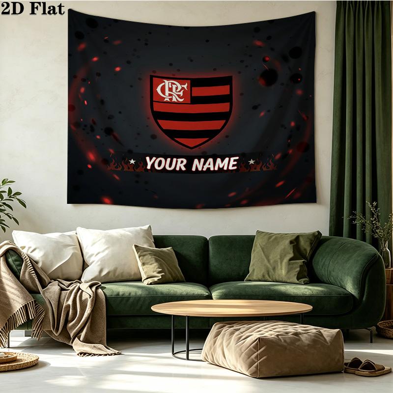 Custom Name CR Flamengo Printed Tapestry – Wall Hanging for Bedrooms, Dorms, and Home Decor