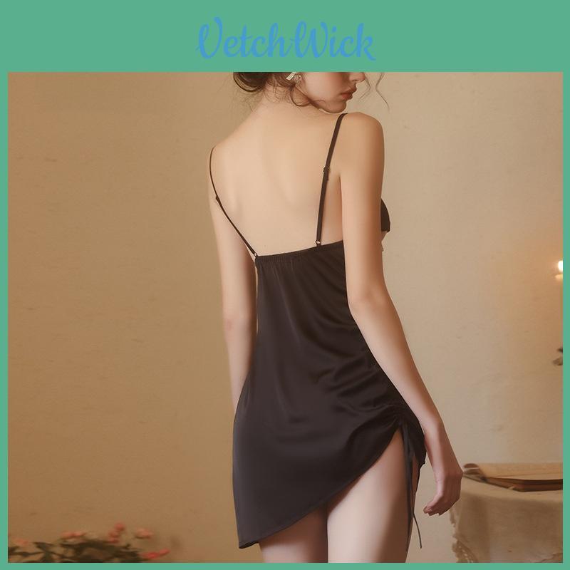 Satin Nightdress For Women With Deep V Neckline Short Sleep Dress Comfortable Nightwear