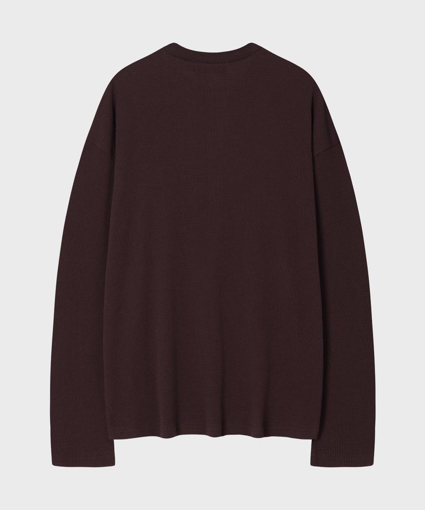 Вафельная футболка-henley с длинным рукавом LEIRE [Бордовый]