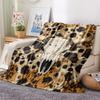 1Pc Western Cow Skull Print Flannel Blanket, High quality Comfortable for All Seasons, Home Decor, Warmth and Comfort, Perfect for Christmas Gifts