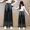 Teenage Girls Jeans Gradation Casual Wide Leg Pants Autumn Kids Clothes School Youth Children High Waist Trousers