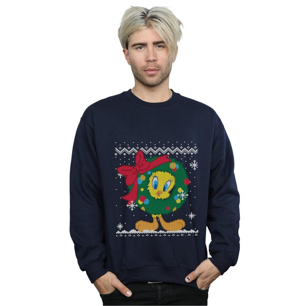 Looney Tunes Mens Tweety Pie Christmas Fair Isle Sweatshirt