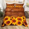 Винтажный пододеяльник с принтом подсолнухов для спальни, общежития. Винтажный постельный комплект, набор из трех предметов.