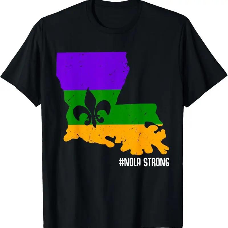 Потертая футболка Mardi Gras Fleur De Lis Nola Strong Louisiana