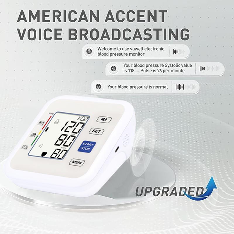 Монитор артериального давления на руке с голосовым автоматическим профессиональным медицинским портативным тонометром Цифровой тензиометр Монитор сердечного ритма