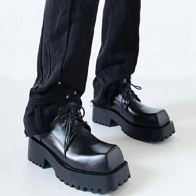 Черные мужские ботинки челси с квадратным носком и толстой подошвой на осень и зиму для мужчин и женщин, новые кожаные короткие ботинки 35-45