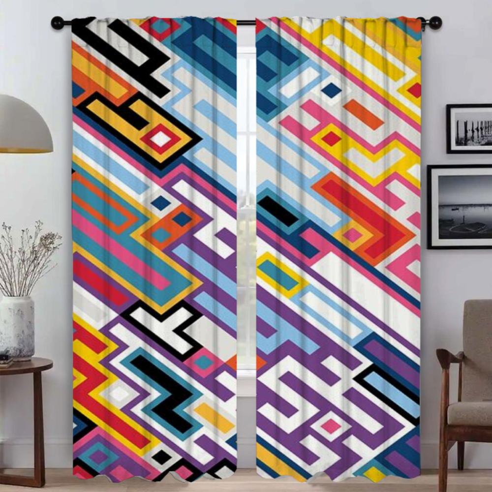 Кухонные шторы для гостиной, занавески с красочным узором, перегородки, украшения на Хэллоуин, домашний интерьер, шторы, 2 шт.