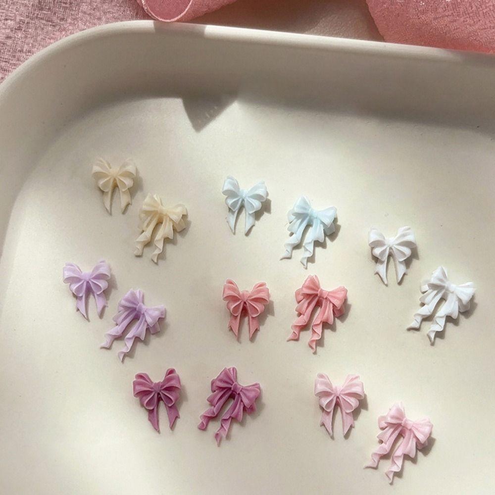 30PCS Multiple Colors Fairy Waved Pearl Bowknots Resin Material Minimalist Design Resin Nail Art Charms Bowknot Shape