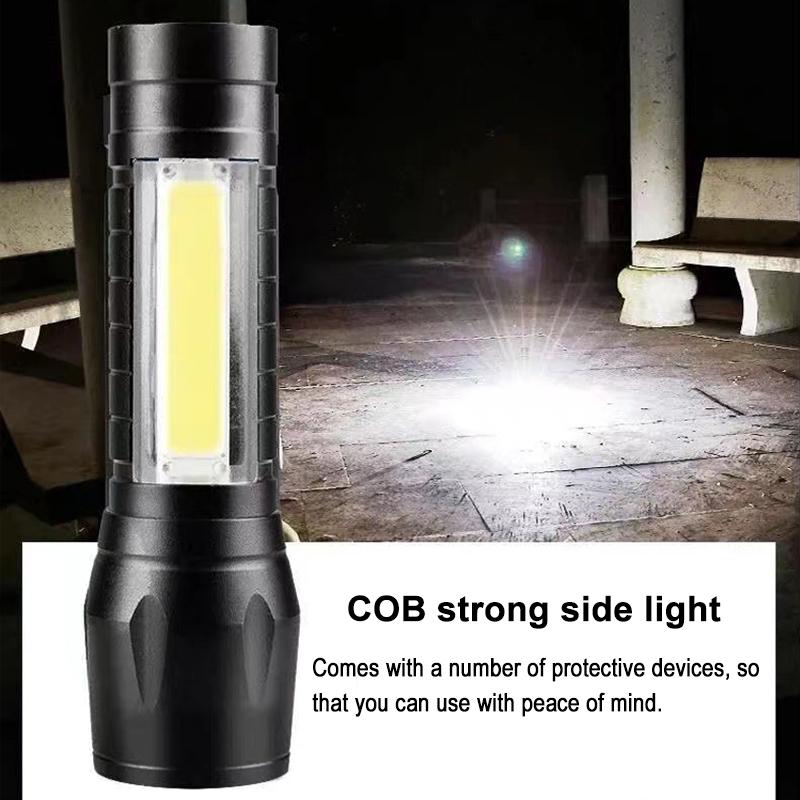 Мини светодиодный фонарик COB+XPE Портативный фонарь USB-зарядка Кемпинговый фонарь Масштабируемый фокусирующий свет Тактический фонарик с зажимом для ручки