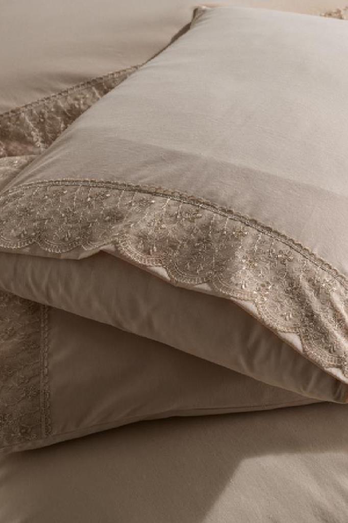 Комплект пододеяльников Yonca 6шт, Пододеяльник 200х220, Простыня 240х260 Хлопчатобумажная ткань, Полный размер, Двойной размер Бежевый