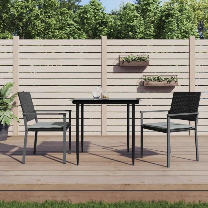 VidaXL Garden Chairs and Cushions Set of 2 Black 54x62.5x89 Cm Rattan 364097