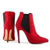Winter Women Ankle Boots Red Black 11cm High Heels Office Lady Pointed Toe Zipper Short Stilettos Female Boots