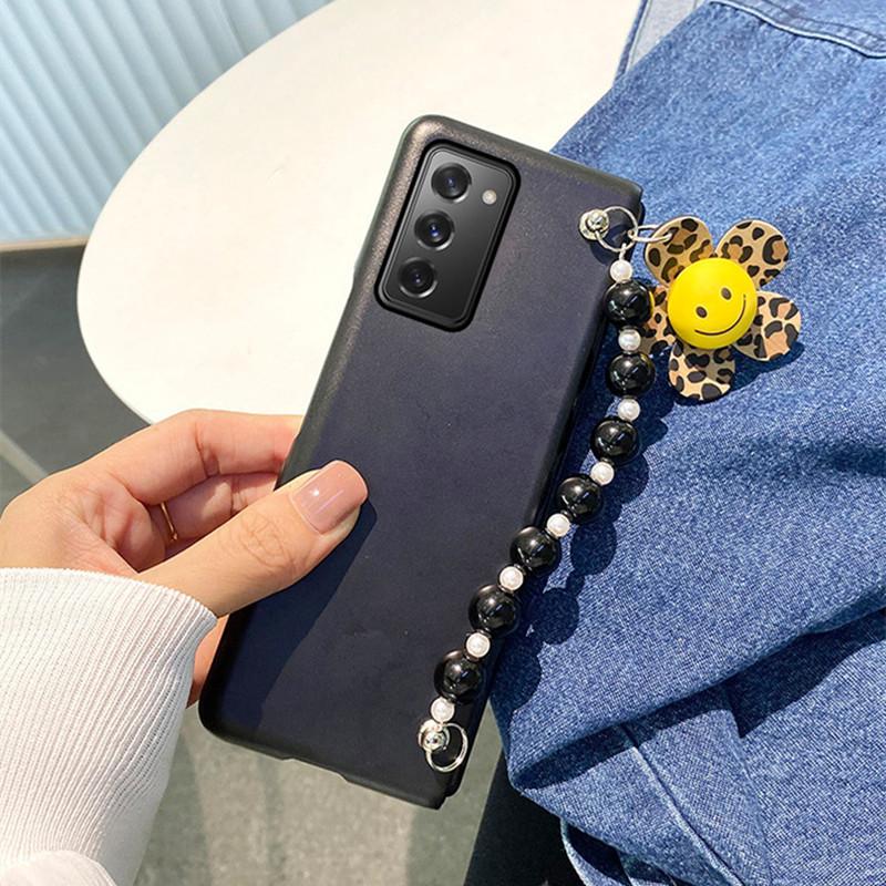 Luxury Fashion Diy Sunflower Hand Chain Clear Phone Case For Samsung Galaxy Z Fold 3 Z Fold 2 Z Fold 4 Transparent Cover Fundas