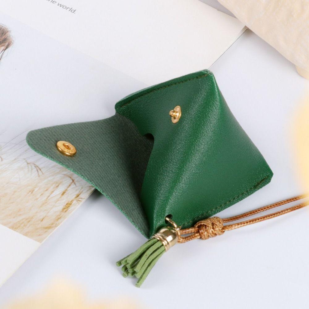 New Triangular Leather Coin Purse Portable Solid Color Storage Bag Access Control Card Snap Button Wallet