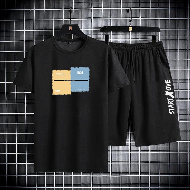 Summer Sets for Men Casual Comfortable and Breathable Short Sleeve Tshirt Shorts Outfit Stylish Tracksuit Men Clothes for Men