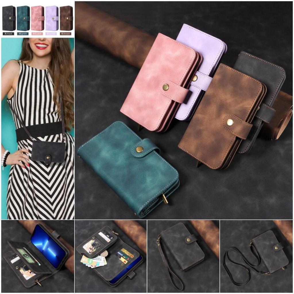 Luxury Wallet Zipper Leather Case For Samsung S23 S22 S21 Ultra S20 FE S10 S9 S8Plus A13 A23 A33 A53 A12 A22 A32 A52 /Redmi Note 11 10 Poco X4 M4 Pro