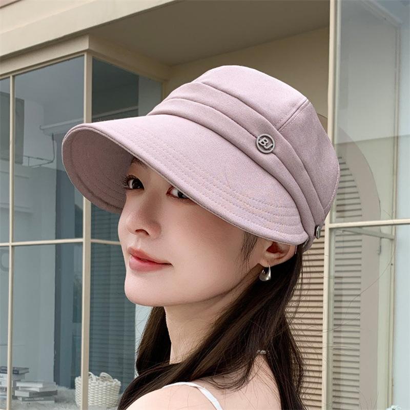 New women's sunshade sunscreen bucket hat showing face small face cover UV protection sun hat big brim cap