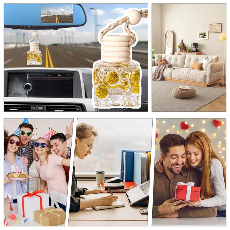 1PCS Car Hanging Glass Bottle Air Freshener Empty Bottle Aromatherapy Pendant Diffuser Car Decoration Aromatherapy Ornament 10ML