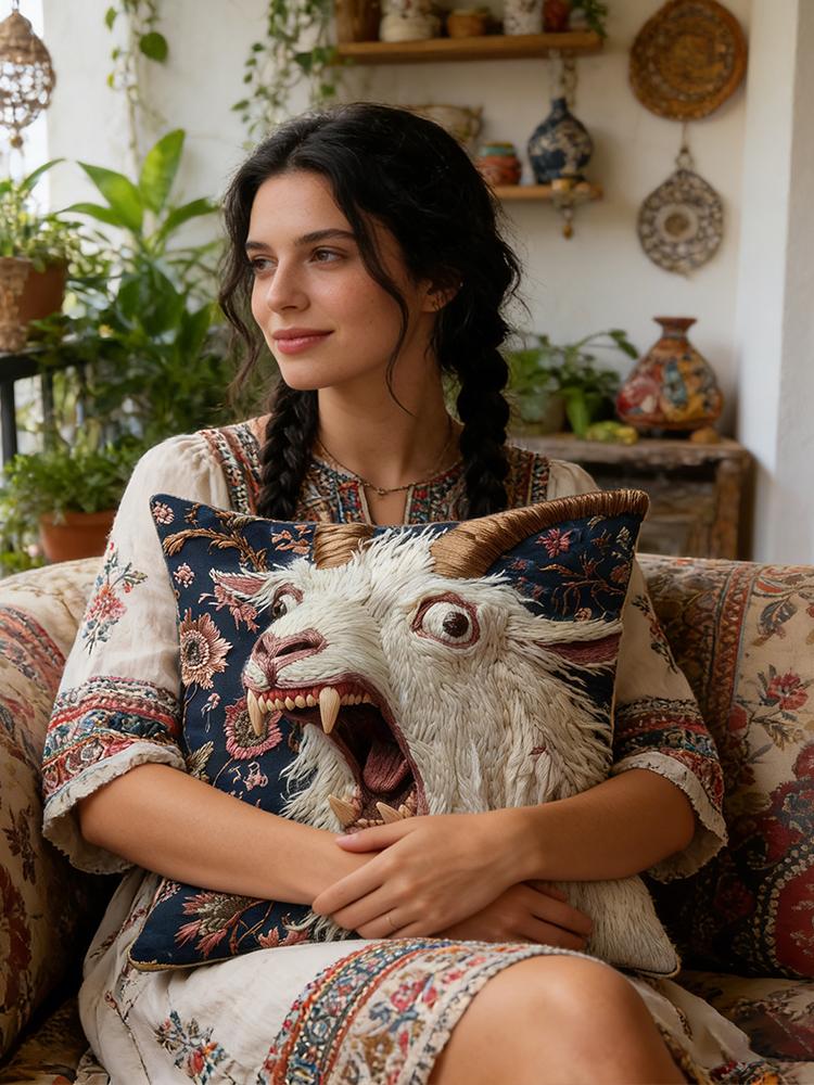 Наволочка для подушки 'Кричащая коза' 18x18 дюймов, забавная наволочка с изображением животного для дивана, кресла, спальни, гостиной