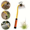 Durable Manganese Steel Weeding Rake with Ergonomic Yellow and Orange Handles, Versatile Agricultural Tool, Weeding Rugged Design, Rugged Construction