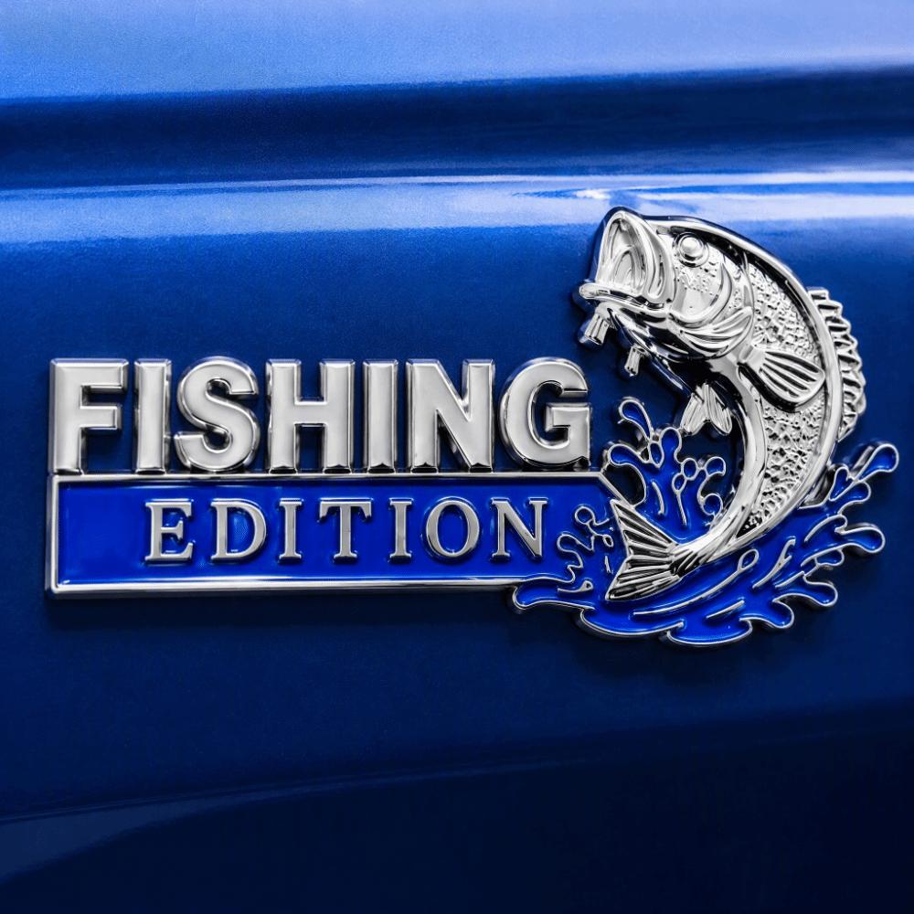 Fishing Edition Car Fishing Emblem UV Resistant Fishing Edition Metal Sticker Truck