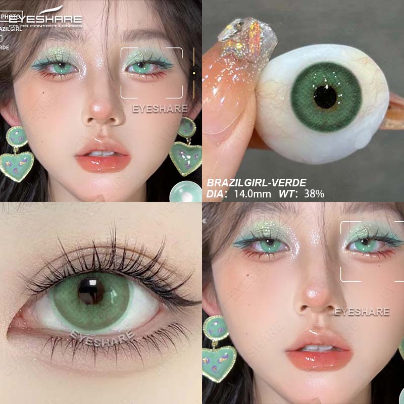 Eyeshare Цветные контактные линзы Янтарные линзы для очков Синие контактные линзы Изумрудно-зеленые линзы Кварцево-серые контактные линзы Фиолетовые линзы 1 пара