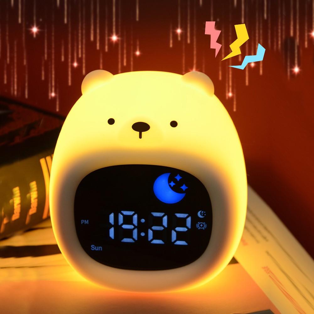 Милый будильник, ночник, силиконовые часы для обучения сну, для детей, красочный, меняющийся, сенсорный, ночник для детской спальни