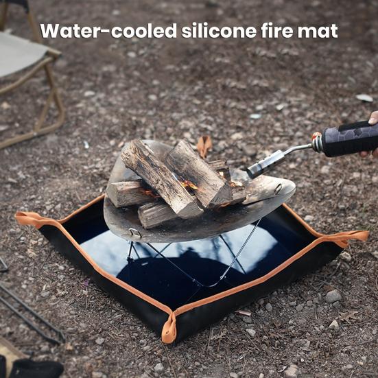 Двусторонний огнестойкий коврик, термостойкий портативный многоразовый водонепроницаемый квадратный дровяной коврик для гриля