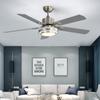 Modern Stainless Steel High Wind Ceiling Fan Light, Dining Room Fan Light, Three Color Dimming, Energy-Saving, And Silent