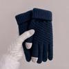 Winter Knit Gloves Plus Thick Fleece Lined Warm Cycling Gloves For Outdoor