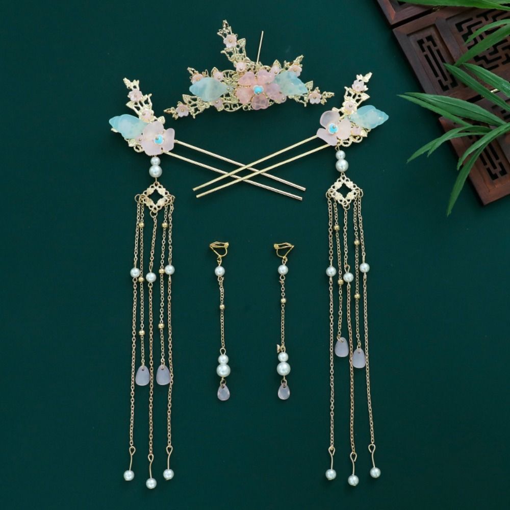 Набор шпилек для волос в китайском стиле с жемчугом и кисточками, классические аксессуары для волос для девочек в стиле ханьфу