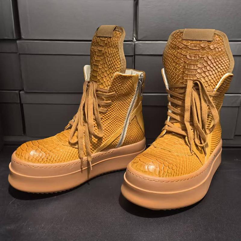 Мужские и женские кроссовки ручной работы из натуральной кожи с тиснением под змеиную кожу, повседневные, с высоким верхом, унисекс, с круглым носком, на шнуровке, Ipeprs Geo-basket, красивые ботинки