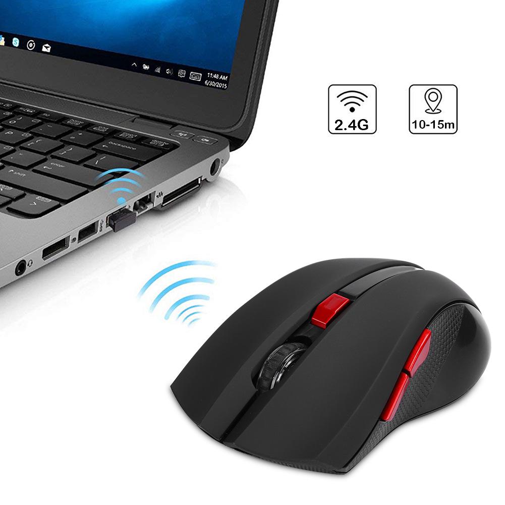 2.4G Wireless Mouse Light Weight Computer Accessory 6 Key Black for Laptop Business Office