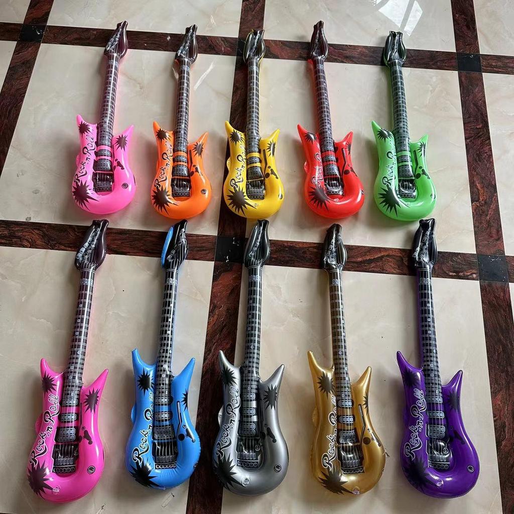 Набор надувных музыкальных инструментов из ПВХ для детей - Гитара и Микрофон, реквизит для сценических вечеринок.