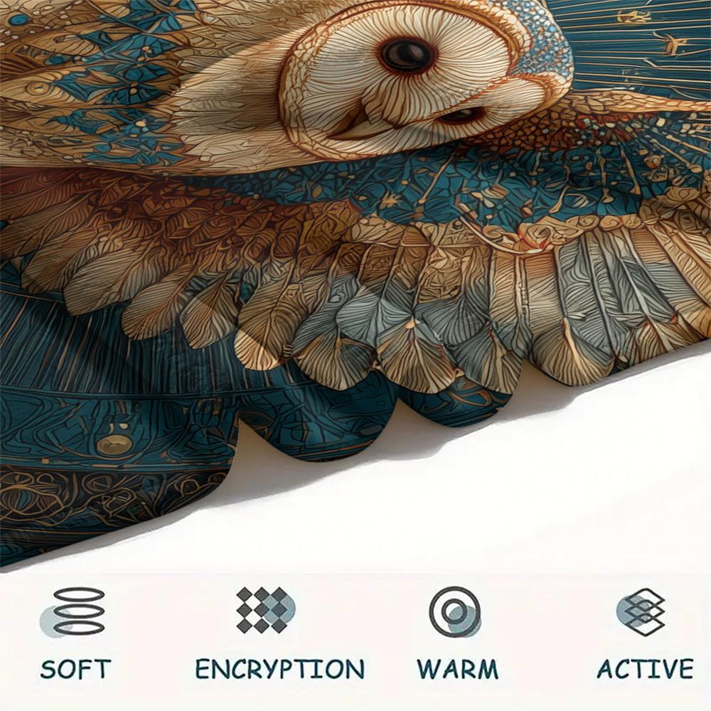 Фланелевое одеяло с принтом «Сова с крыльями», Высококачественное, Удобное для всех сезонов, Декор для дома, Тепло и уют