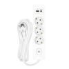 SELDUR G3TH12B Power Strip, 3 Type F Sockets + Switch, USB A+C Fast Charge 20W, White, 1.5m Cable