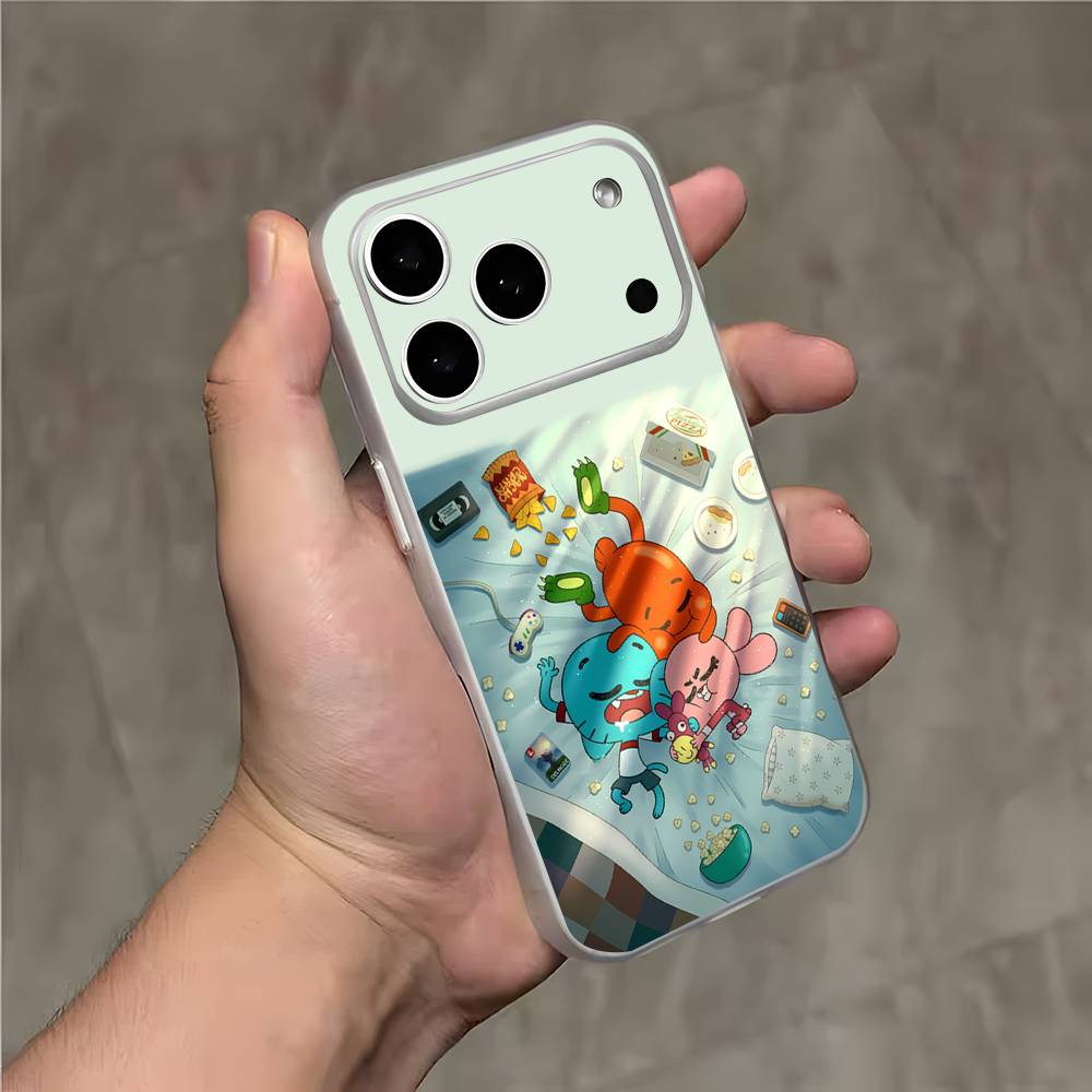 Удивительный мир G-GumballS Магнитный Беспроводной Зарядный Прозрачный Белый Чехол Для Телефона Для iPhone 17,16,15,14,13,12,11,Pro,Max,Plus