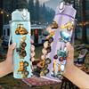 1PC Diverse Construction Vehicle Group Print 750ml Color Plastic Sports Water Bottle Leakproof Flip Straw Lid Suitable for Sports Office Home Use