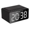 Digital Wireless Alarm Clock Mobile Phone Charging LED Mirror Electronic Memory Card Readable Black