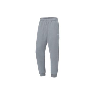Мужские спортивные брюки Li Ning Fitness Series с логотипом средней посадки, однотонные, мягкие, с манжетами, с трикотажным узором, темно-серые, AKLU127-3