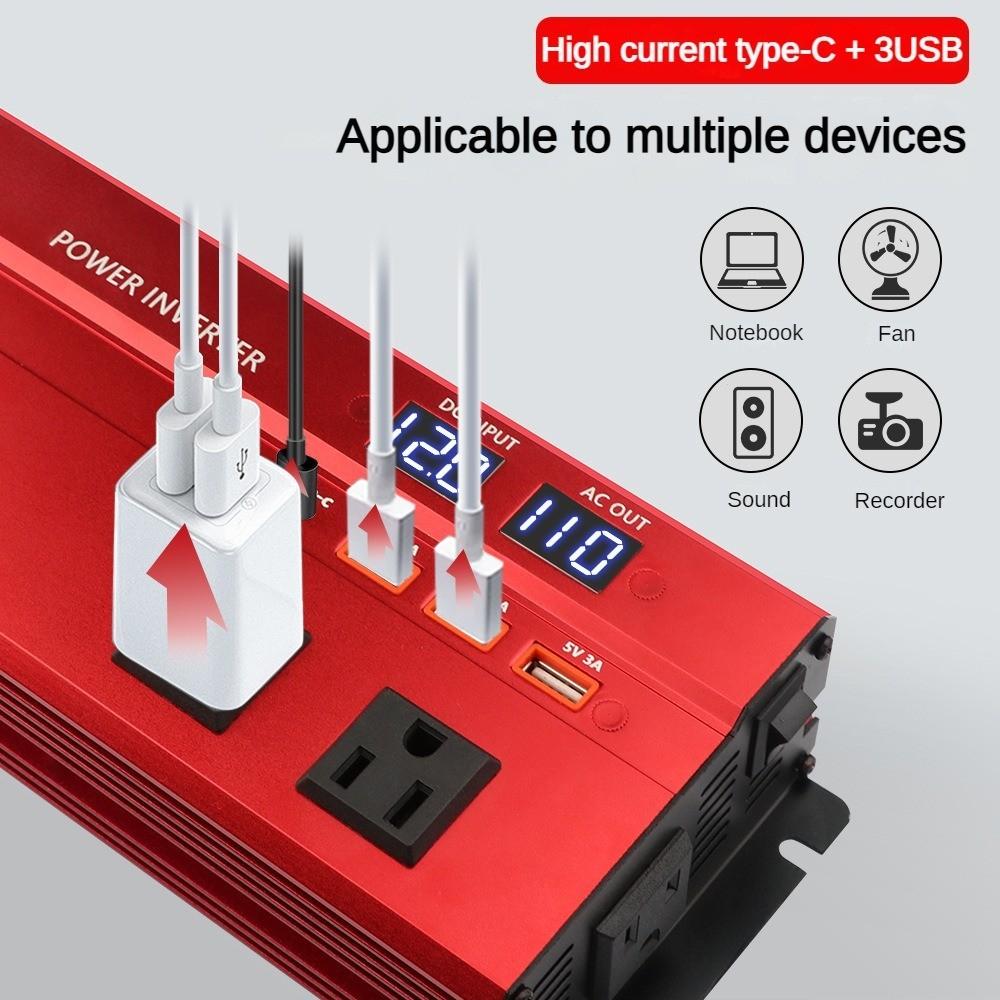 Светодиодный цифровой дисплей Автомобильный инвертор Высокая мощность Портативный бытовой инвертор Малый многофункциональный преобразователь напряжения