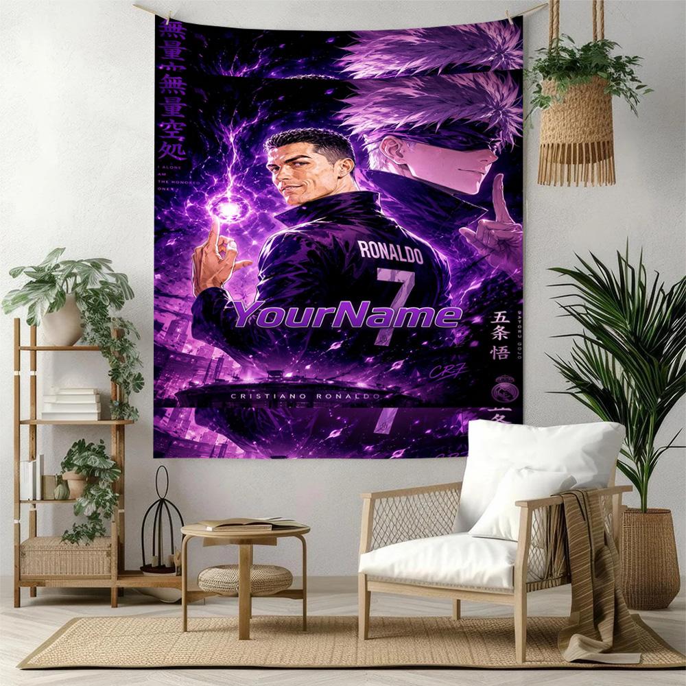 Cristiano Ronaldo Custom Your Name Wall Decor Tapestry Art For Pet Memorial Birthdaywedding Party Backdrop Family Gift